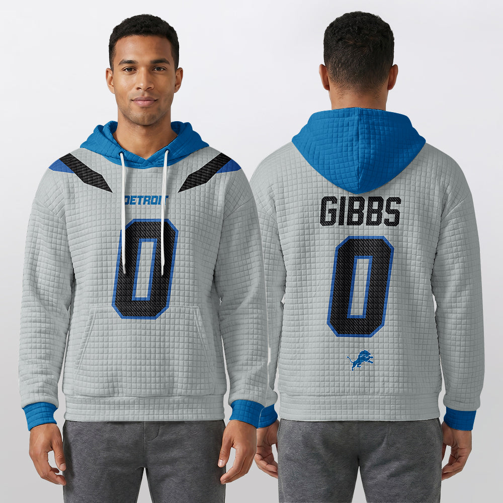 Detroit Lions Rivalries Jahmyr Gibbs 0 Football Waffle Hoodie