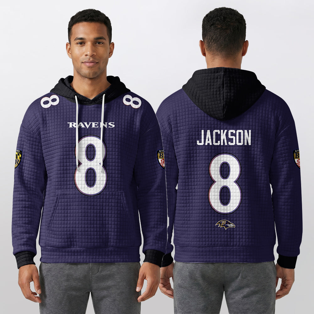 Baltimore R. Rivalries Lamar Jackson 8 Football Waffle Hoodie