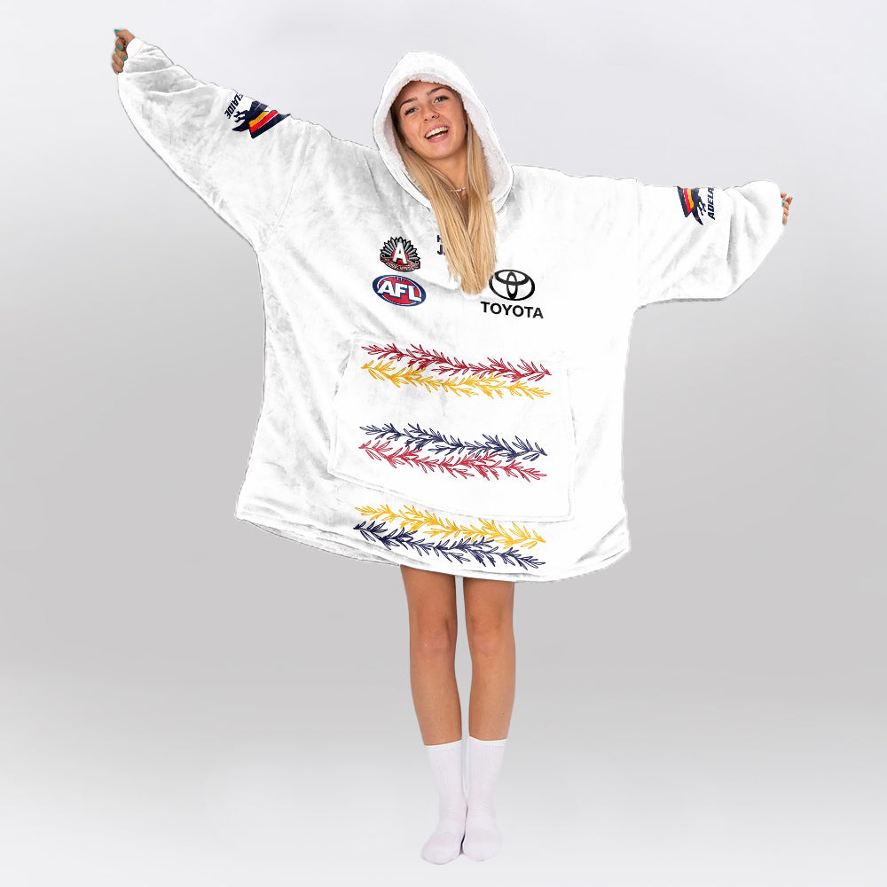 Adelaide Football 2026 White Cook 15 Blanket Hoodie