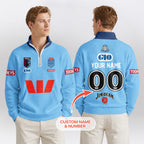 NSW Blues Rugby  Quarterzip Waffle Sweatshirt