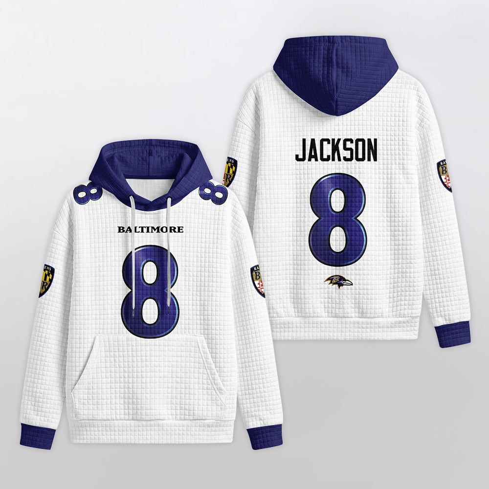 Baltimore R. Rivalries Lamar Jackson 8 Football Waffle Hoodie
