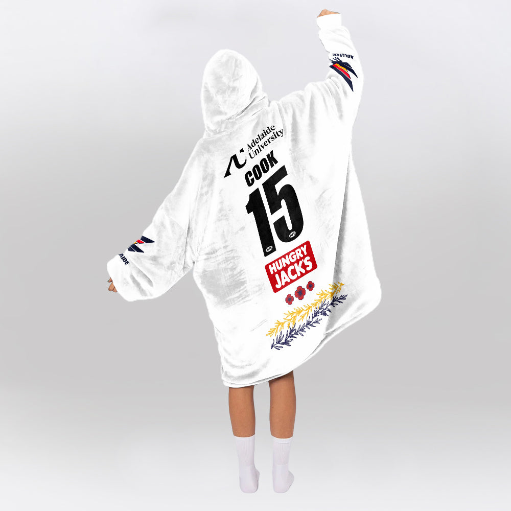 Adelaide Football 2026 White Cook 15 Blanket Hoodie